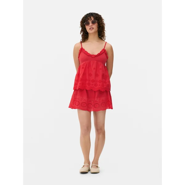 Eyelet Cami - Red