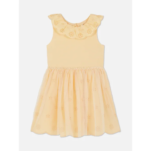 Eyelet Collared Tutu Dress - Yellow