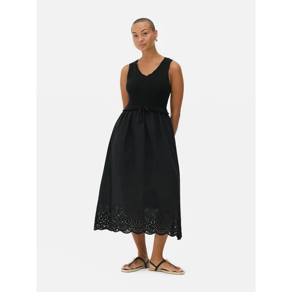 Eyelet Maxi Dress - Black