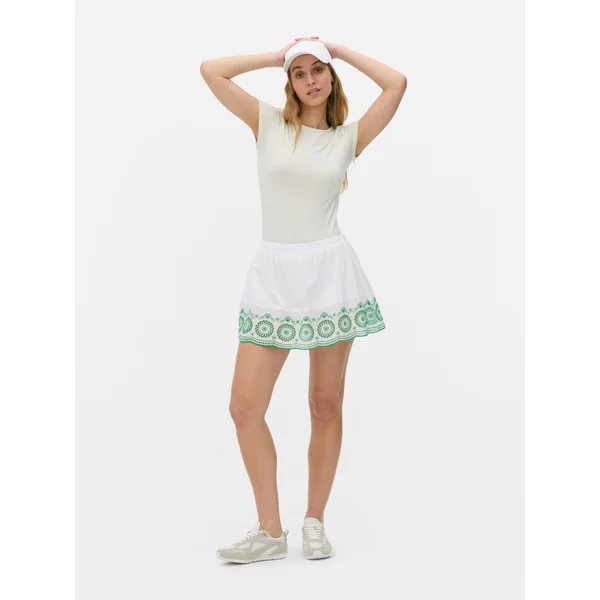 Eyelet Mini Skirt - White
