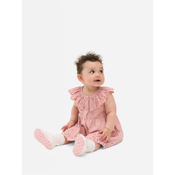 Eyelet Smocked Dress - Pink