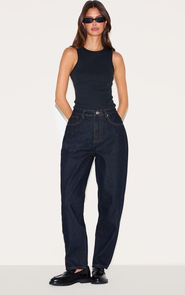 Dark Indigo High Waist Mom Jeans