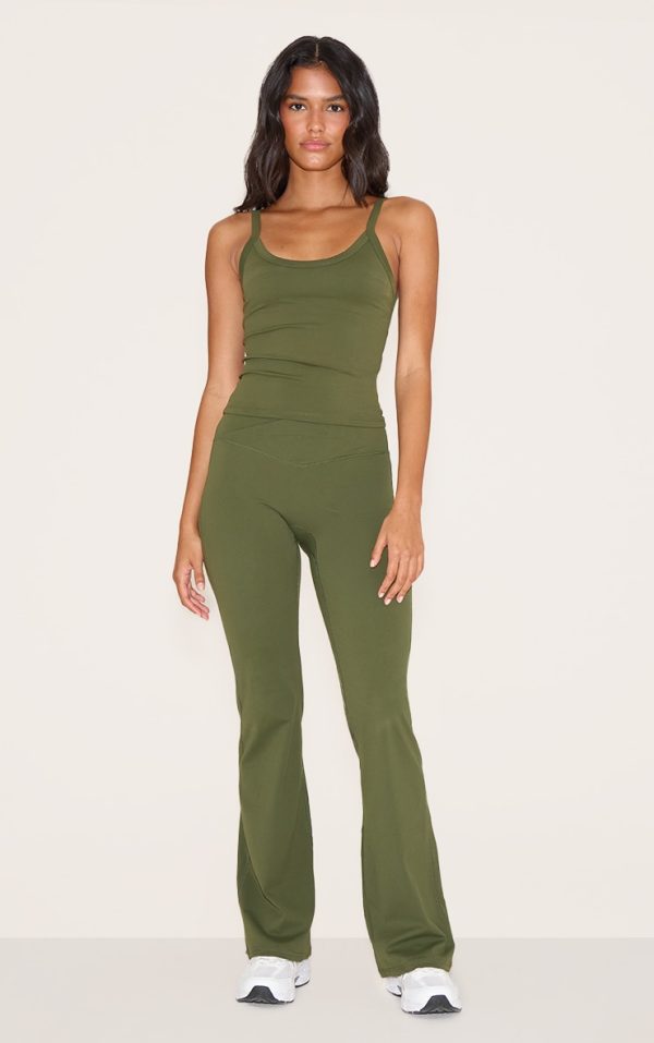Khaki Sculpt Wrap Waist Yoga Pants