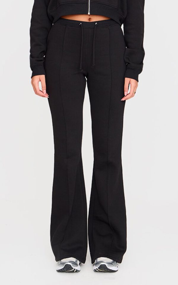 Tall Black Slim Fit Seam Detail Flare Sweatpants