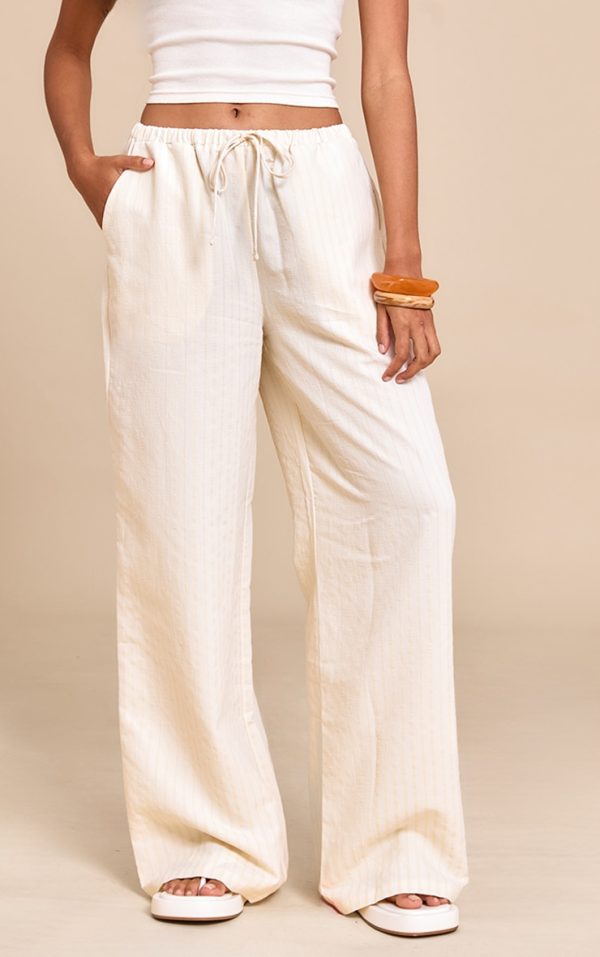 Butter Lemon Pinstripe Straight Leg Pants
