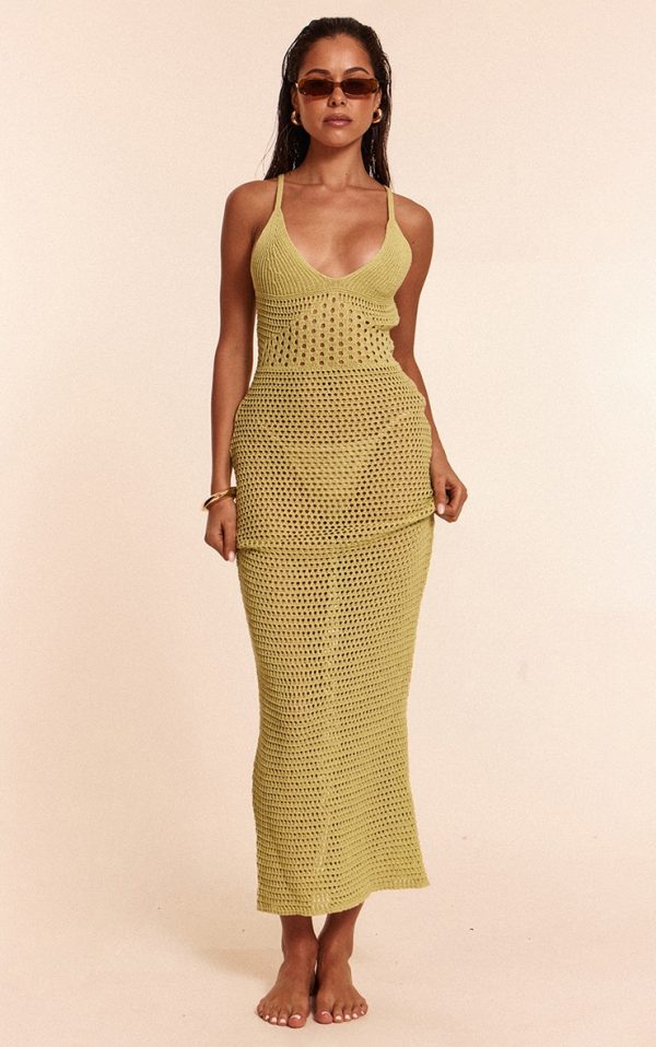 Lime Crochet Strappy Maxi Beach Dress