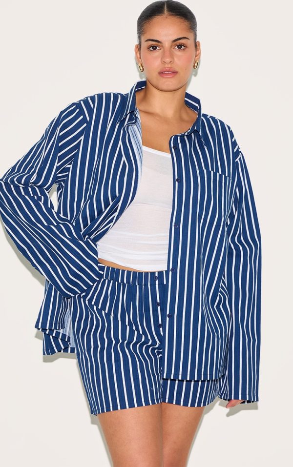 Plus Navy Striped Shorts