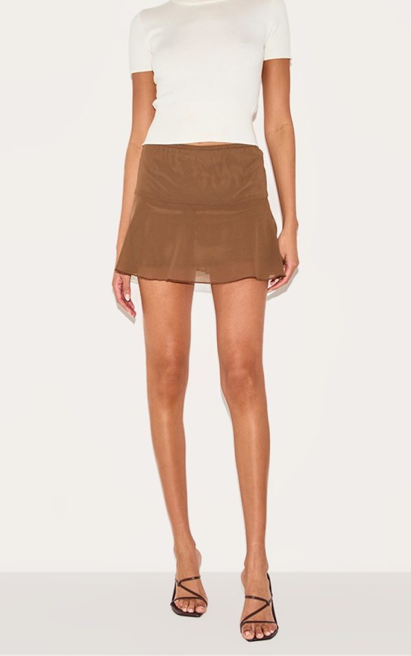 Chocolate Frill Hem Mini Skirt