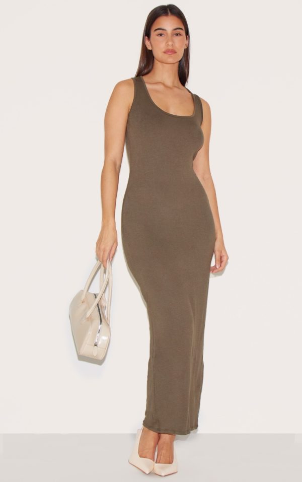 Olive Basic Simple Maxi Dress