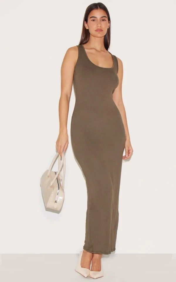 Olive Basic Simple Maxi Dress