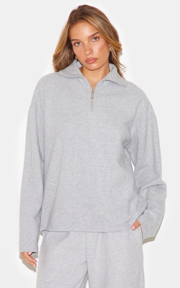 Grey Collared Zip Up Sweatshirt
