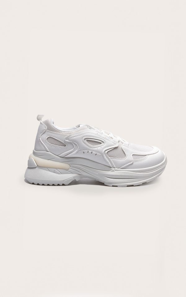 White Contrast Mesh Sneakers