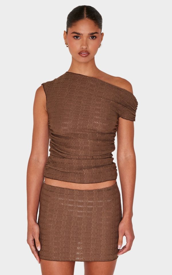 Chocolate Textured Asymmetric Top