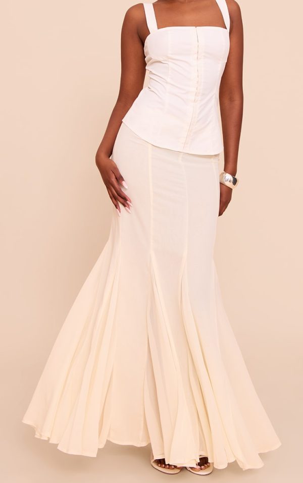 Lemon Chiffon Godet Hem Maxi Skirt