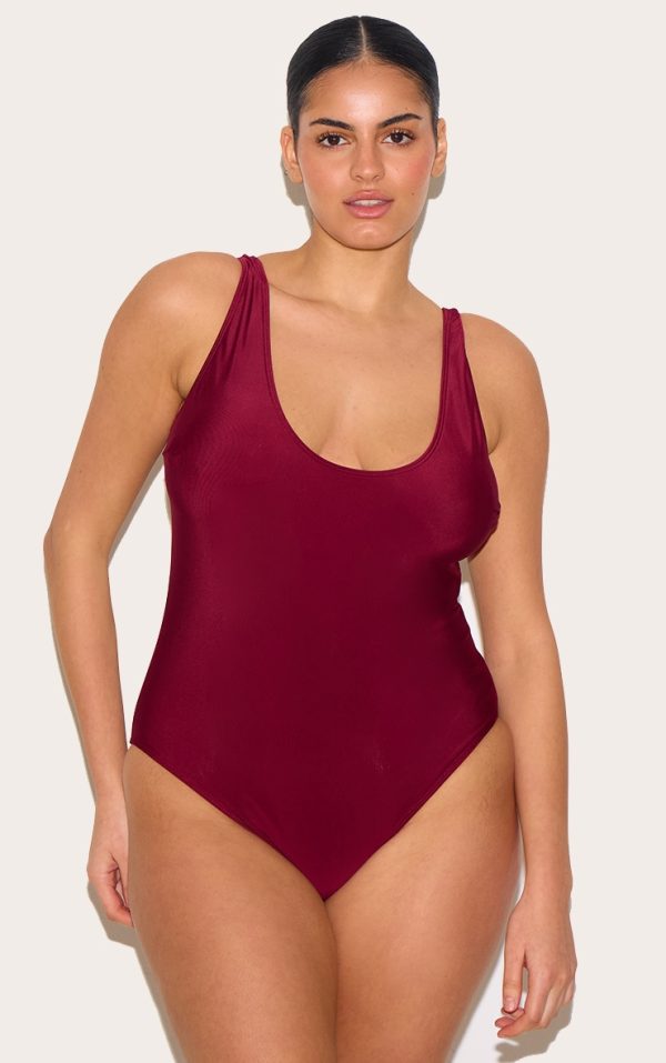 Plus Berry Basic Scoop Swimsuit
