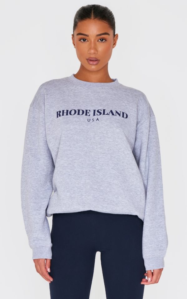 Grey Marl Rhode Island Print Sweatshirt
