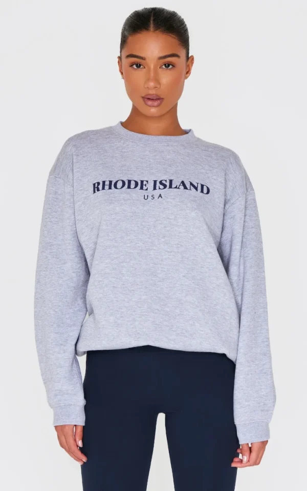 Grey Marl Rhode Island Print Sweatshirt