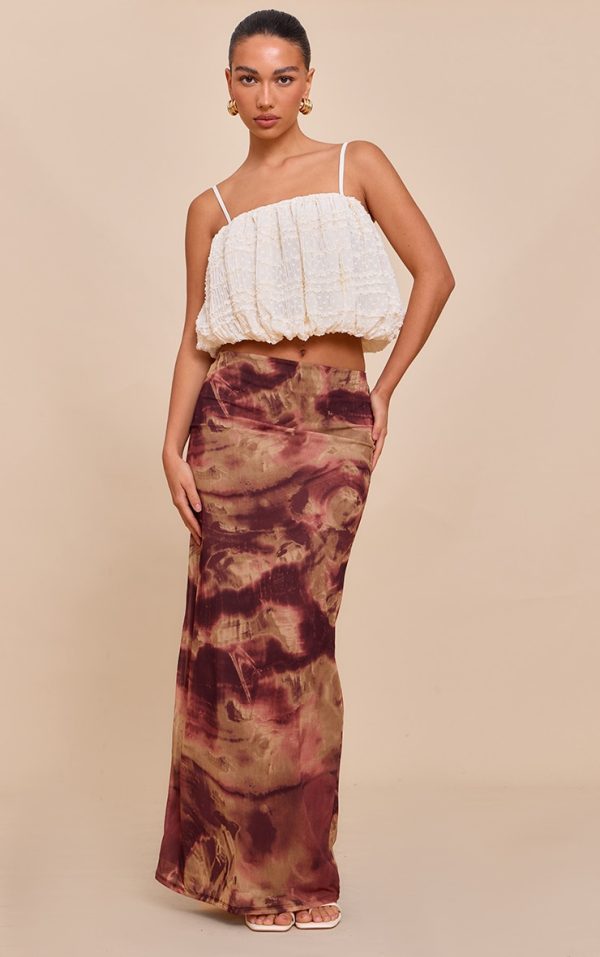 Purple Abstract Print Maxi Skirt