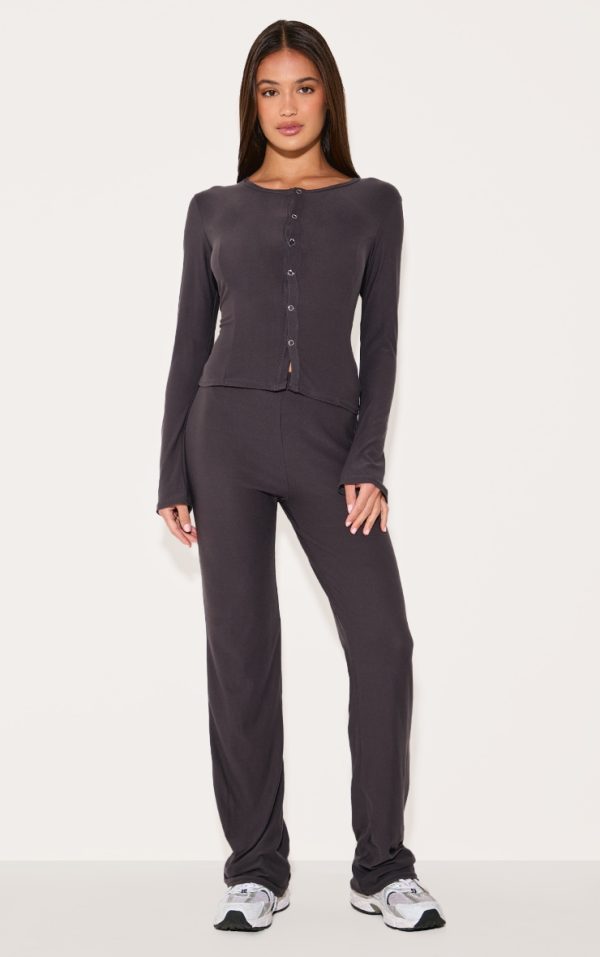 Charcoal Soft Touch Straight Leg Pants
