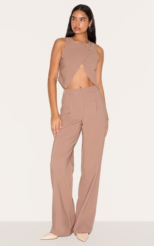 Tall Taupe Mid Rise Straight Leg Pants