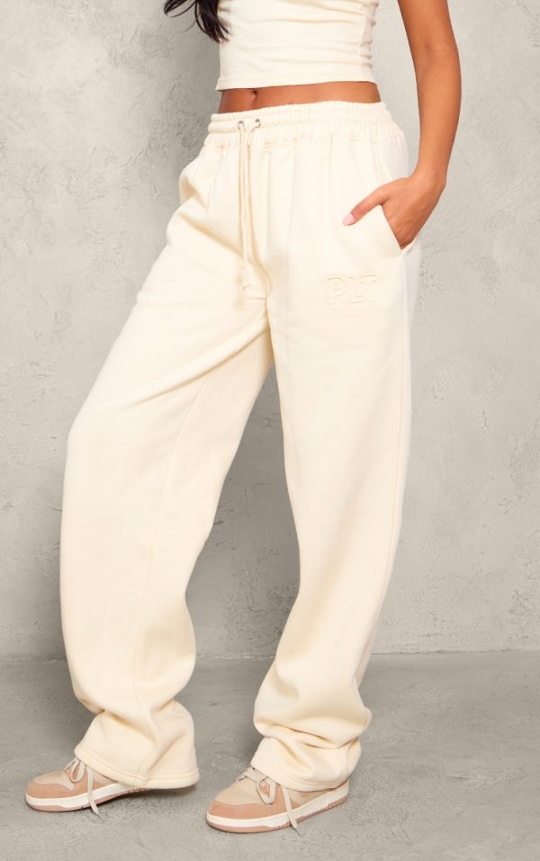 PRETTYLITTLETHING Tall Stone Embroidered Wide Leg Sweatpants