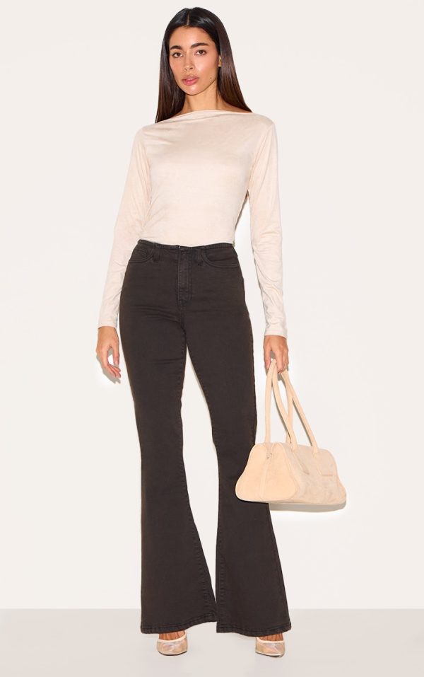 Dark Chocolate Low Rise Invisible Waistband Stretch Flares