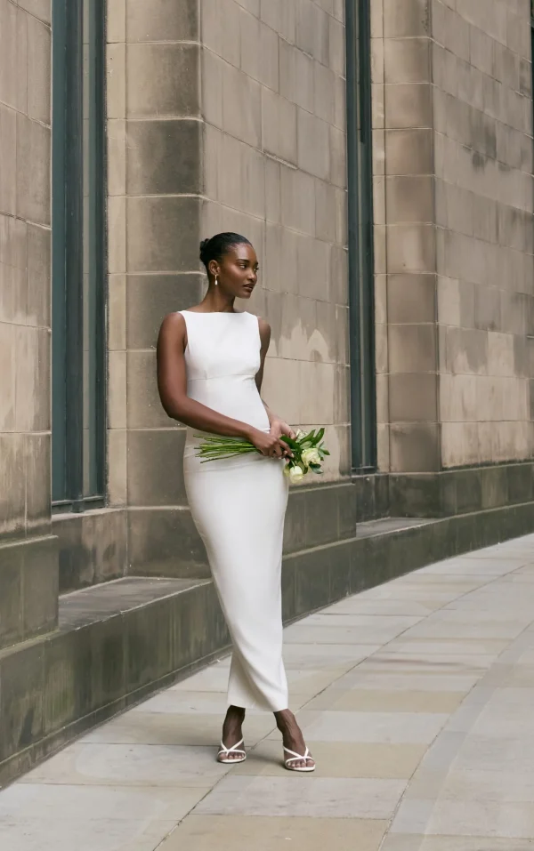 Premium White Scoop Back Midaxi Dress