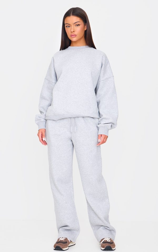 Ash Grey Drawstring Wide Leg Sweatpants