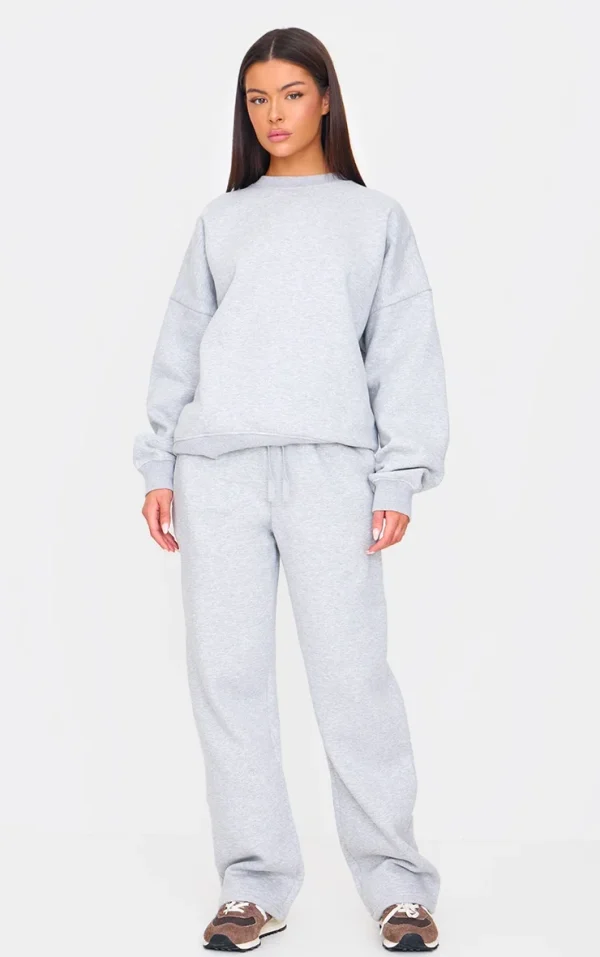 Ash Grey Drawstring Wide Leg Sweatpants