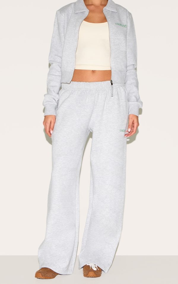 Ash Grey Split Hem Wide Leg Sweatpants