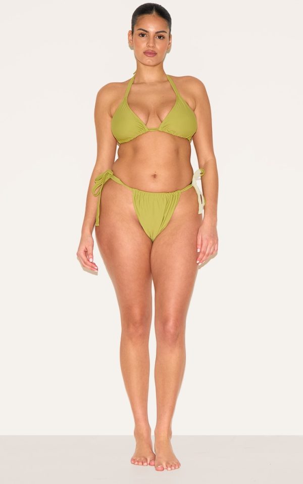 Plus Olive Basic Tanga Tie Side Bikini Bottom
