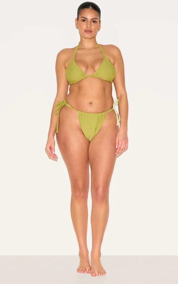 Plus Olive Basic Tanga Tie Side Bikini Bottom