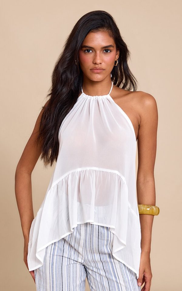 White Chiffon Halterneck Top