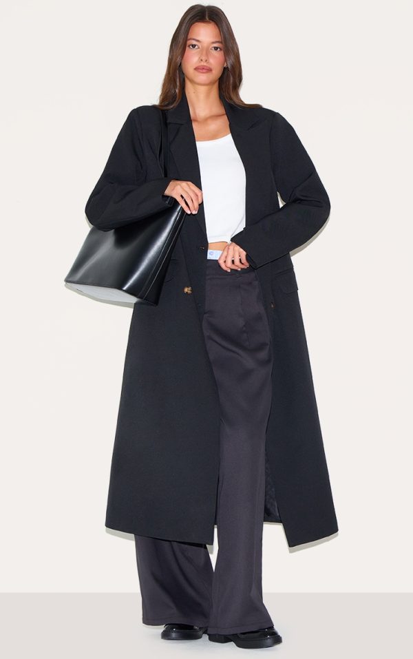 Black Maxi Length Duster Coat