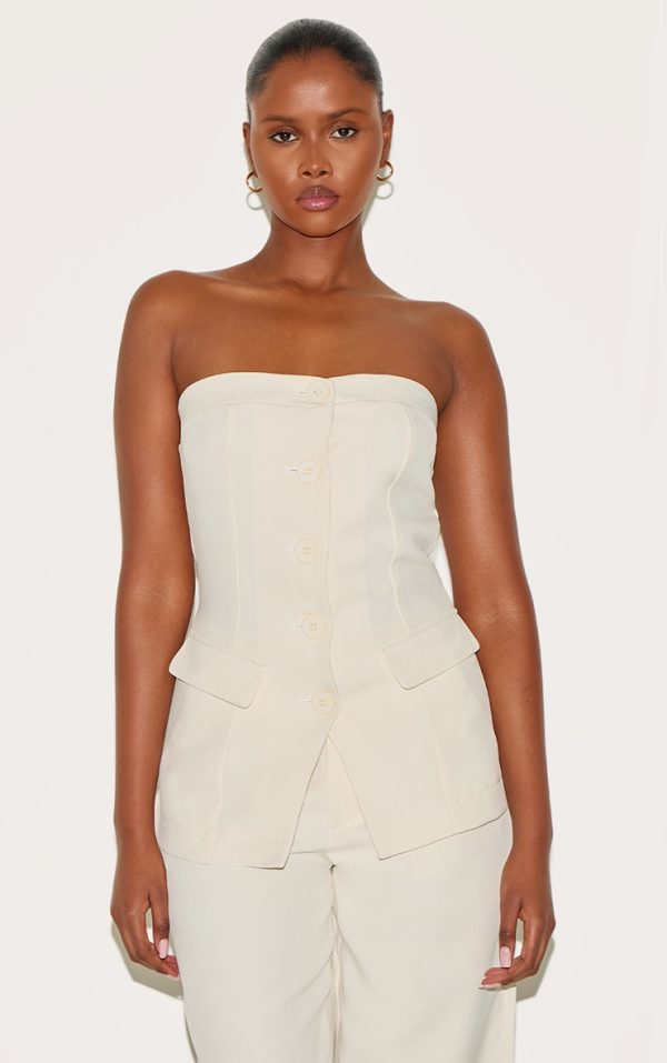 Cream Premium Tailored Woven Top