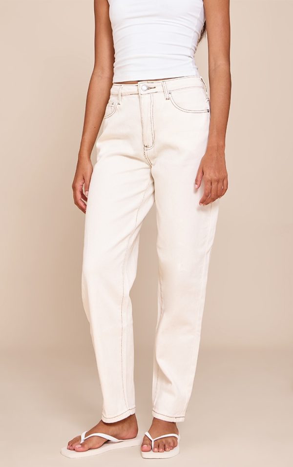 Ecru High Waist Mom Jeans