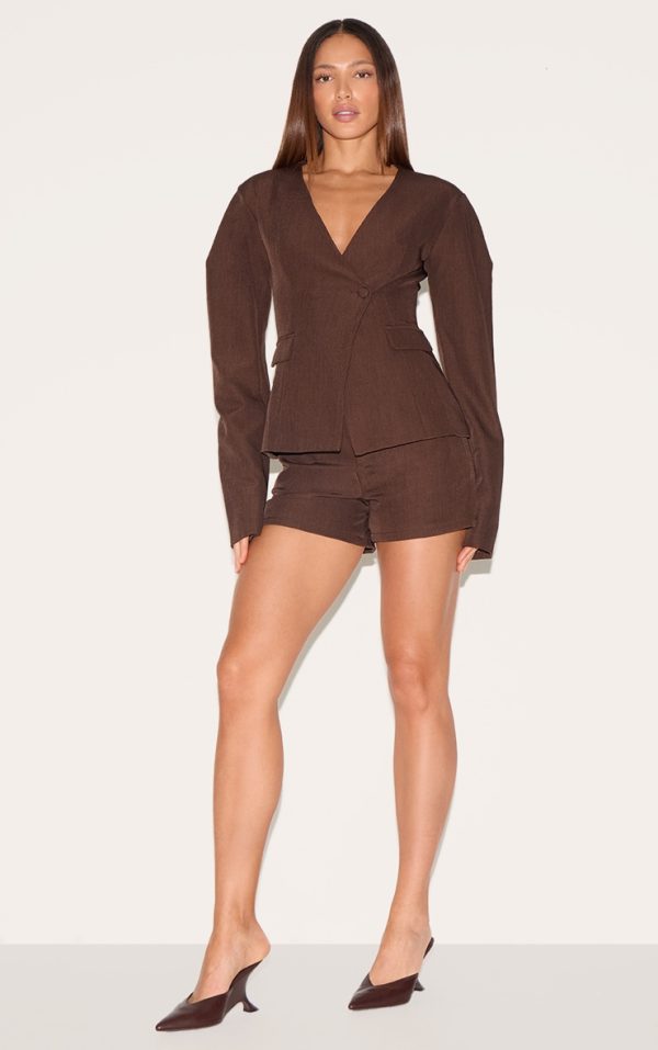 Tall Chocolate Tailored Woven Mid Rise Shorts