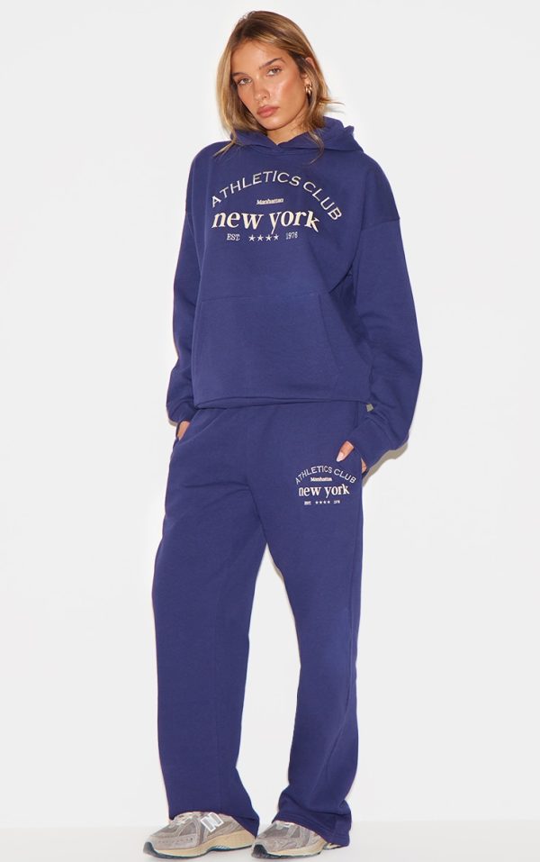 Navy Premium New York Embroidered Straight Leg Sweatpants