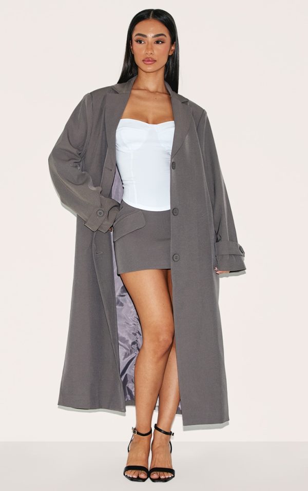 Petite Charcoal Grey Trench Coat