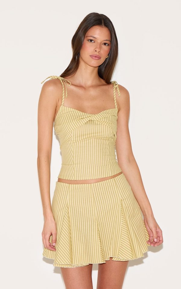 Yellow Striped Twist Bust Cami