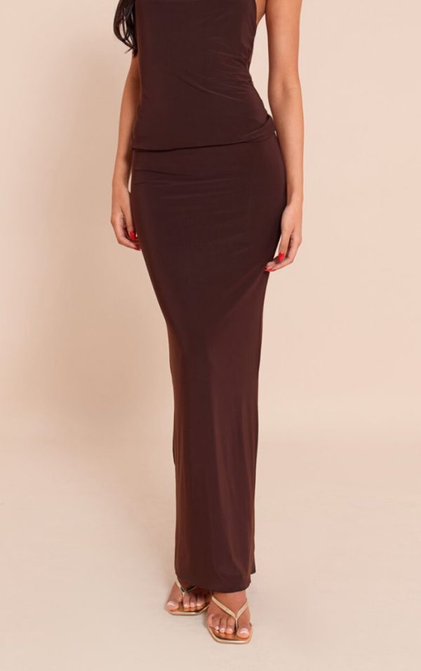 Tall Chocolate Matte Sculpt Mid Rise Maxi Skirt