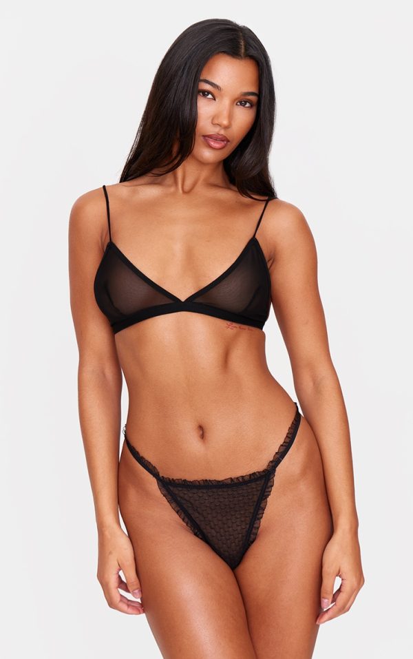 Black Mesh Pack of 2 Basic Triangle Bra