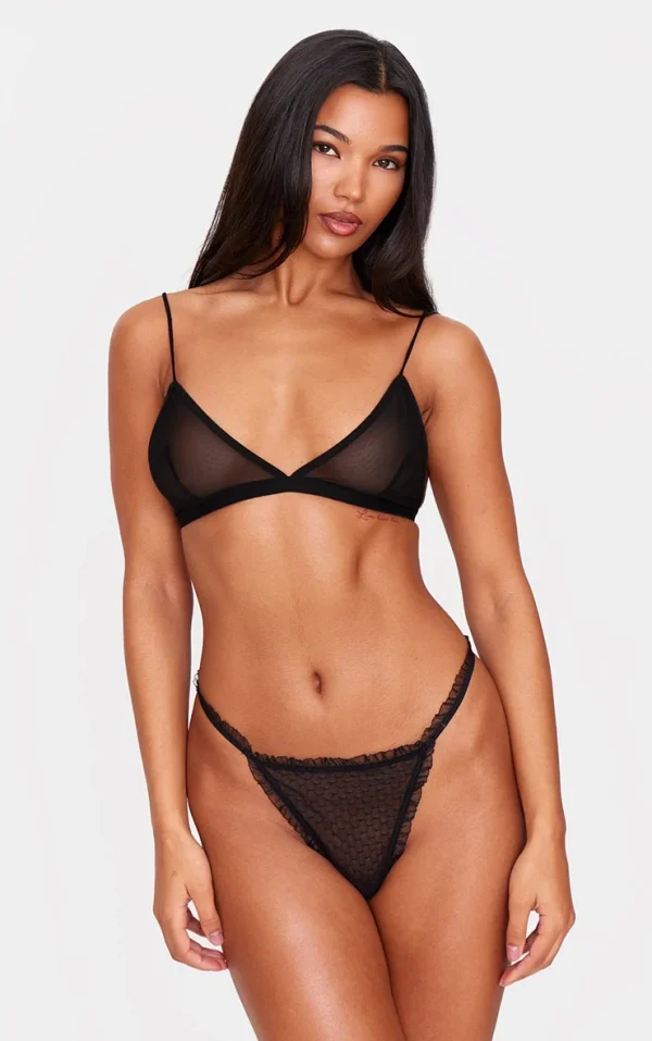 Black Mesh Pack of 2 Basic Triangle Bra