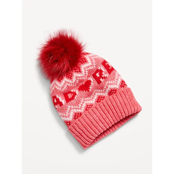 Fair Isle Pom-Pom Beanie for Women - Adore