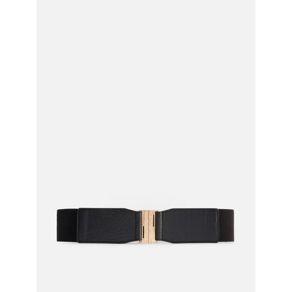 Faux Croc Stretch Belt - Black