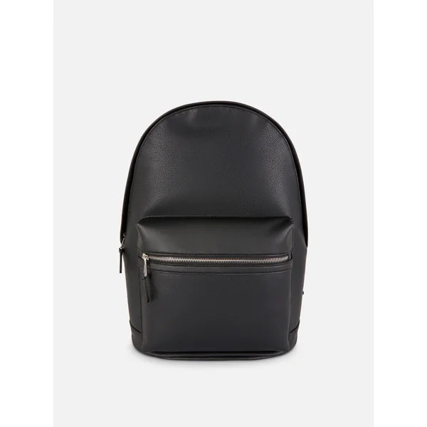 Faux Leather Backpack - Black