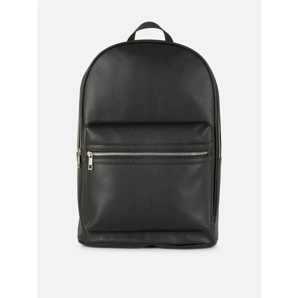 Faux Leather Backpack - Black