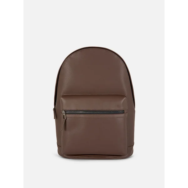 Faux Leather Backpack - Brown