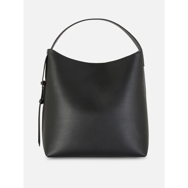 Faux Leather Bucket Tote - Black