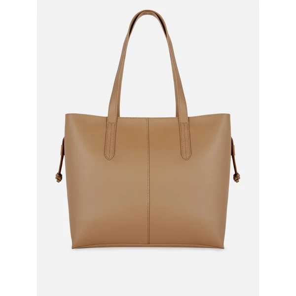 Faux Leather Drawstring Shopper - Camel